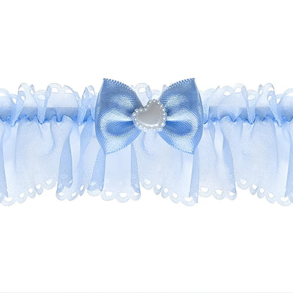 Strumpfband Hochzeit versch. Varianten in Weiß, Blau oder Creme aus Spitze Satin