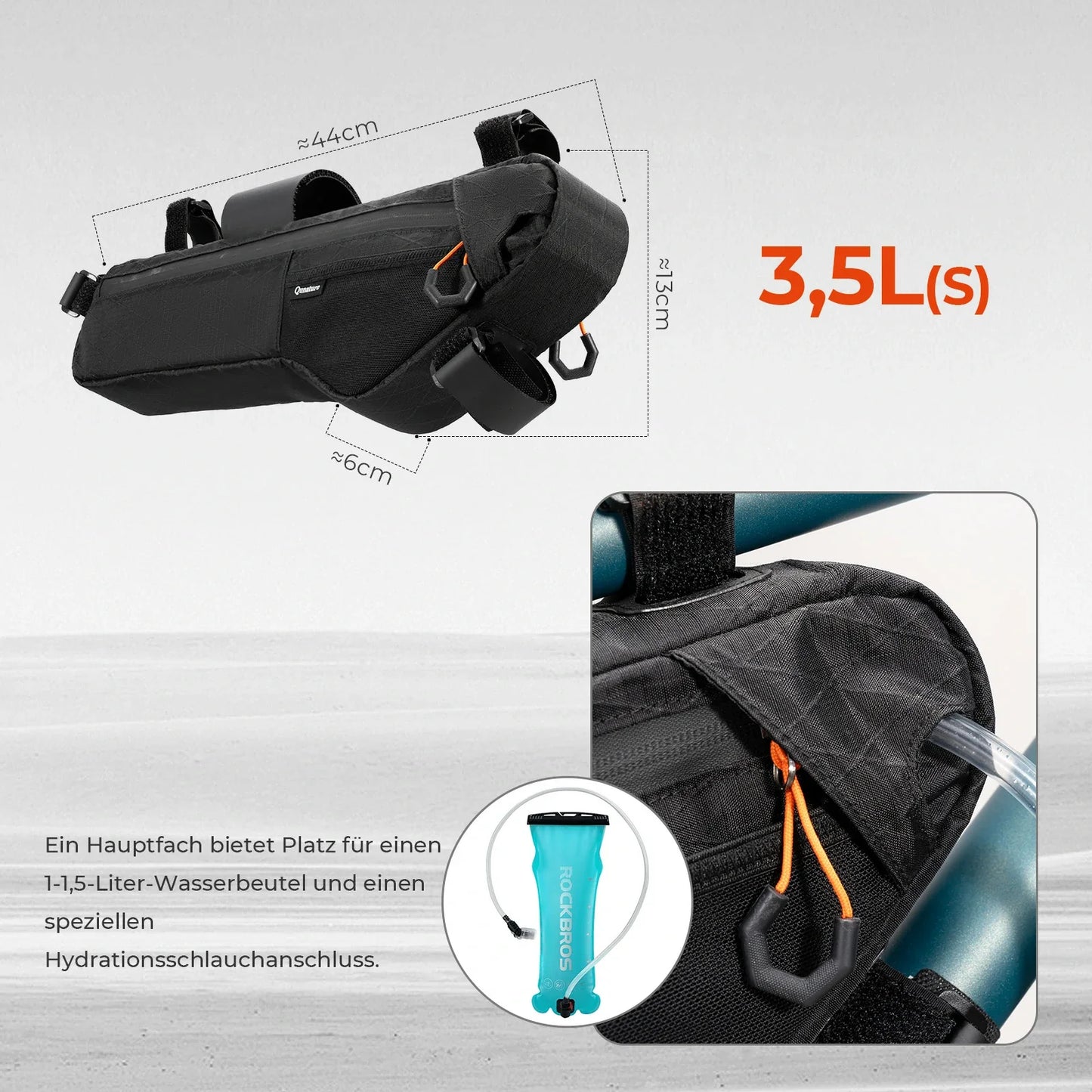 Qunature Fahrrad Rahmentasche Fahrradtasche wasserdichte mit Außentasche und Trinksystemöffnung