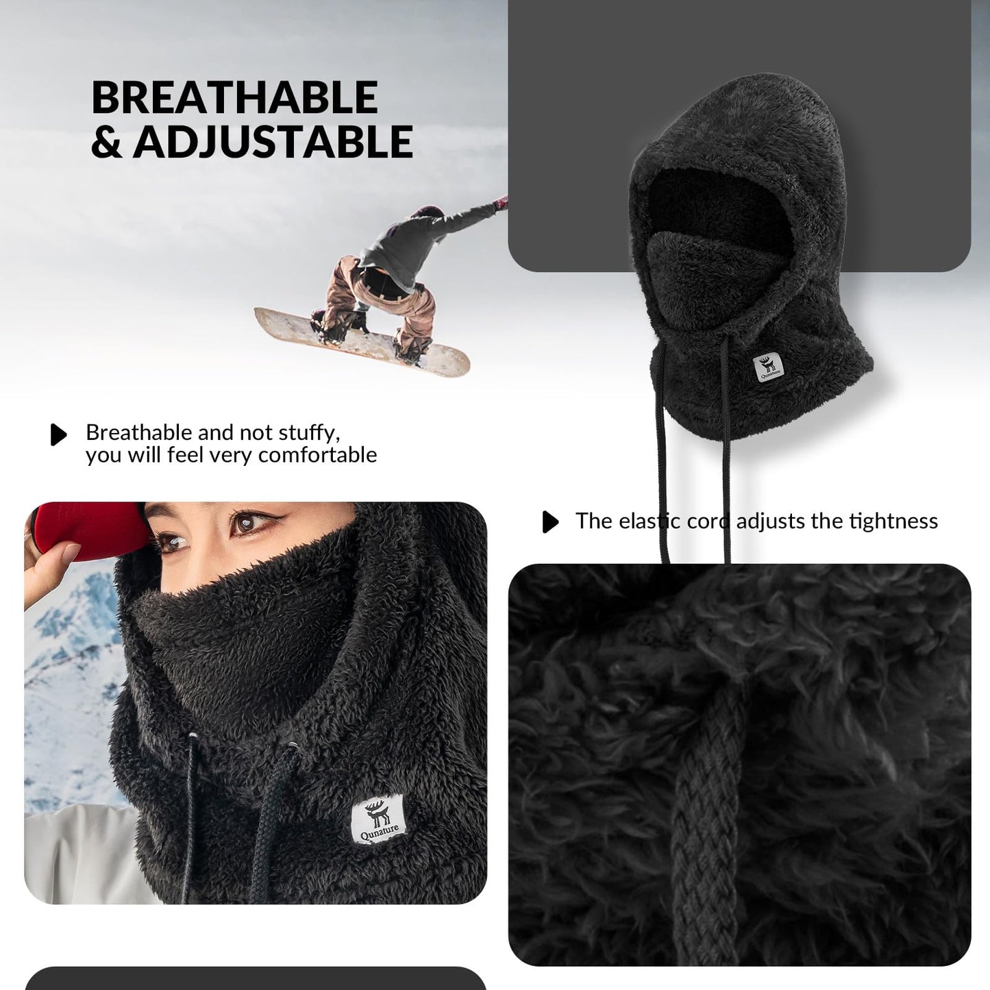 Qunature Sturmhaube Winter Warme Balaclava Thermo Winddichte Sturmmaske Skimaske