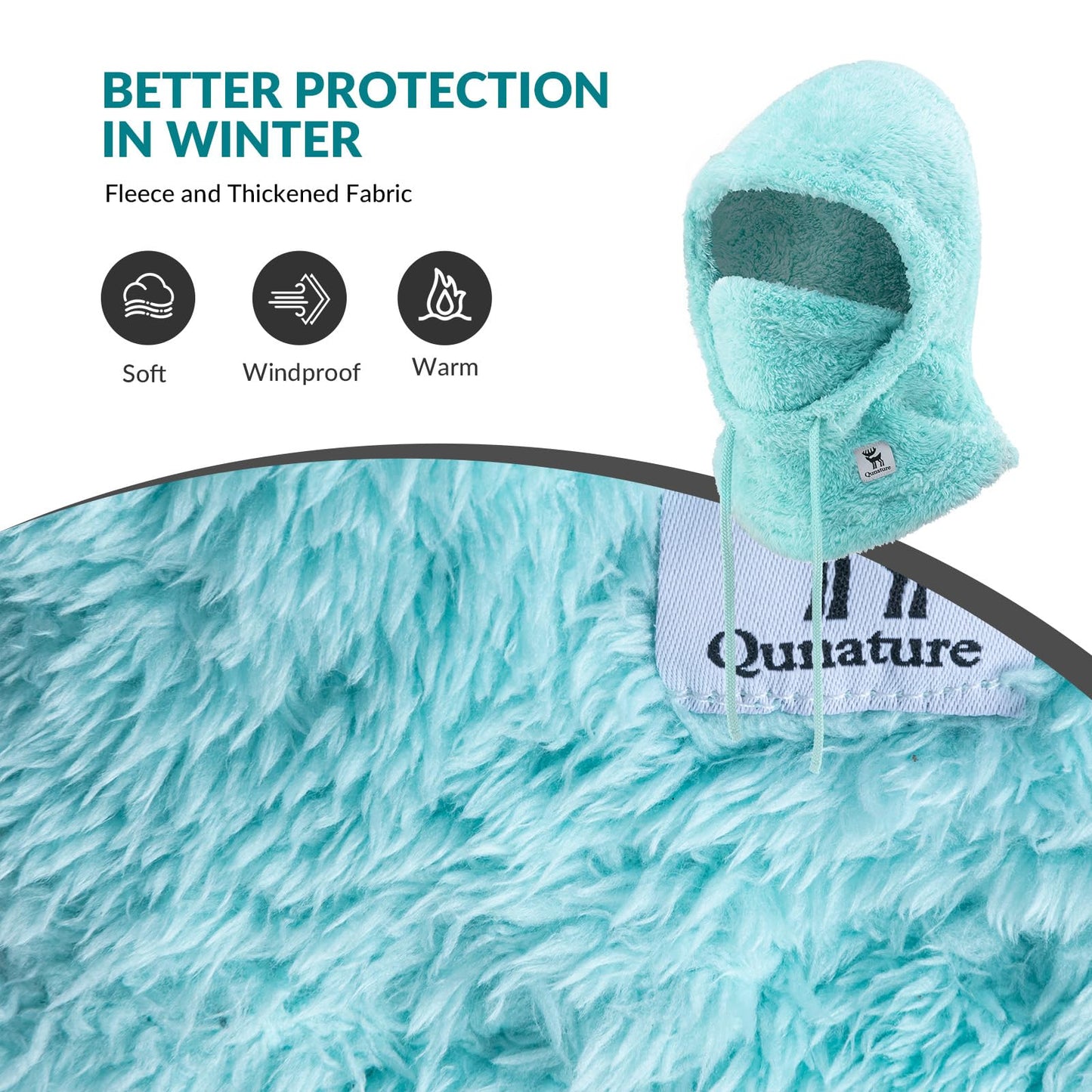 Qunature Sturmhaube Winter Warme Balaclava Thermo Winddichte Sturmmaske Skimaske