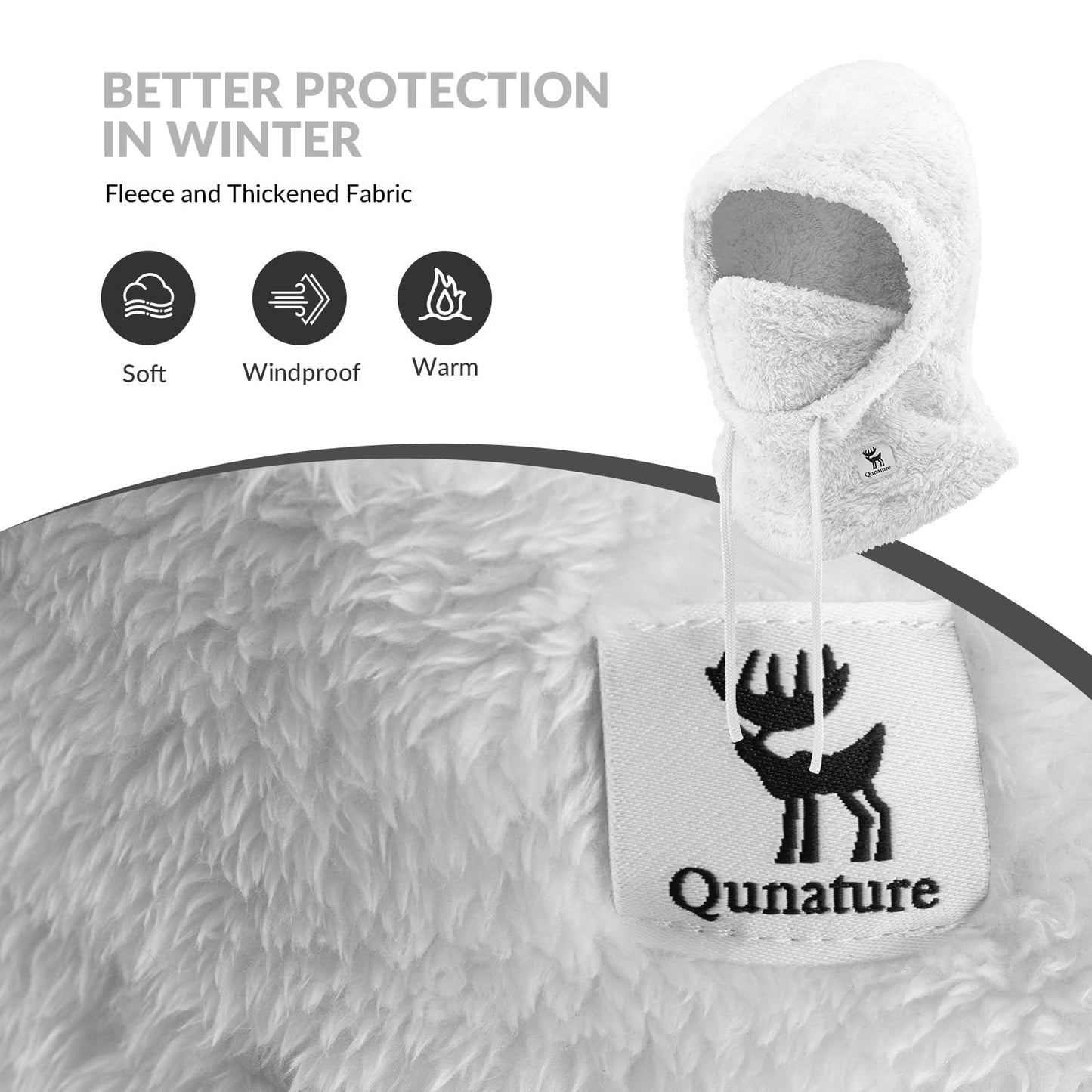 Qunature Sturmhaube Winter Warme Balaclava Thermo Winddichte Sturmmaske Skimaske