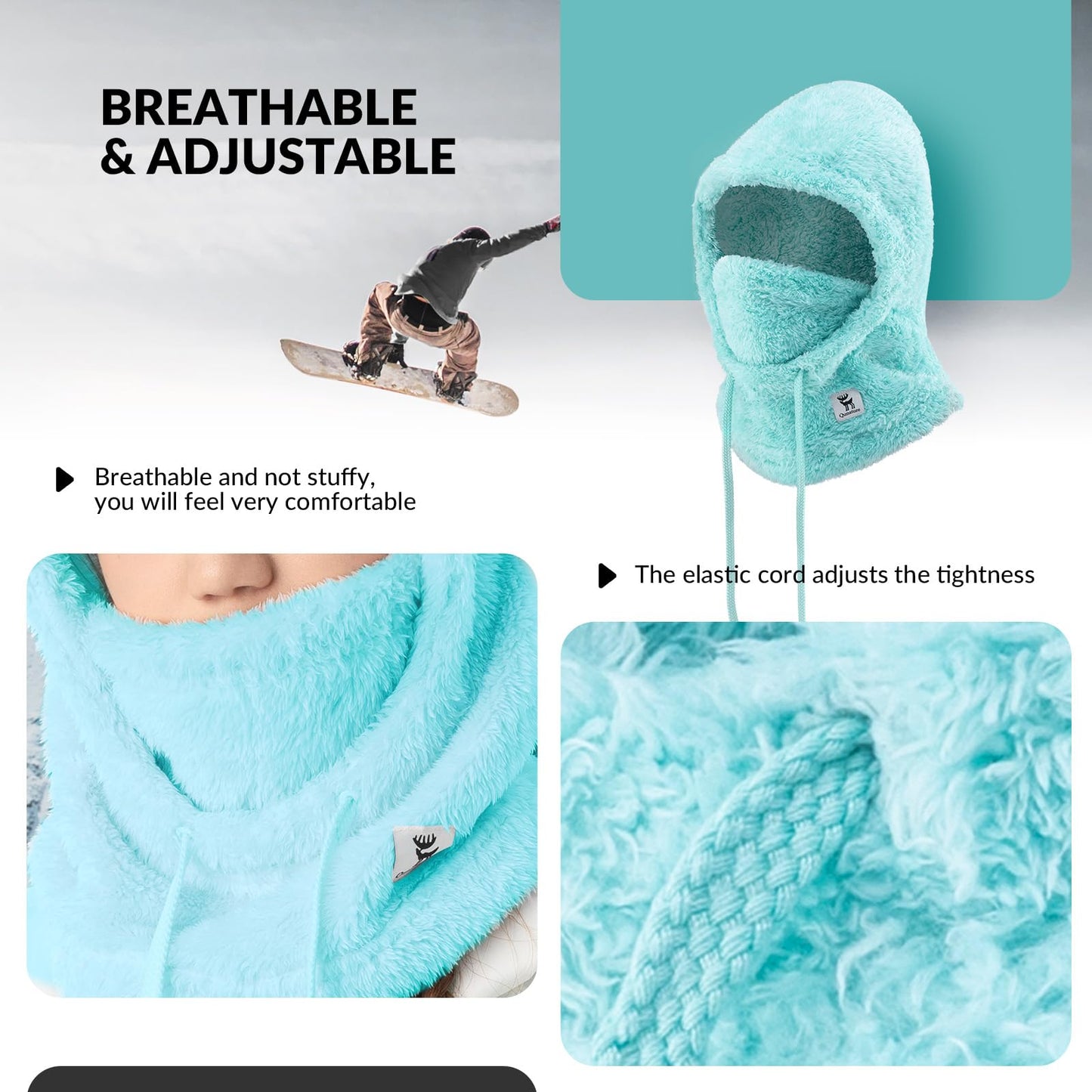 Qunature Sturmhaube Winter Warme Balaclava Thermo Winddichte Sturmmaske Skimaske