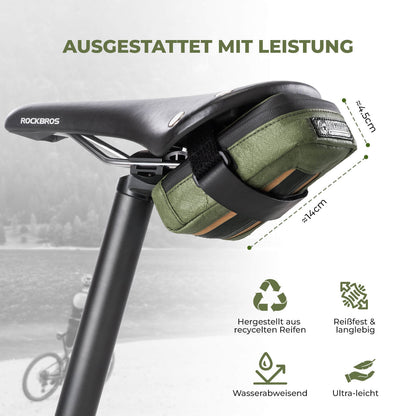 ROAD TO SKY Nachhaltige Fahrrad-Satteltasche aus recycelten Reifen 0,4L
