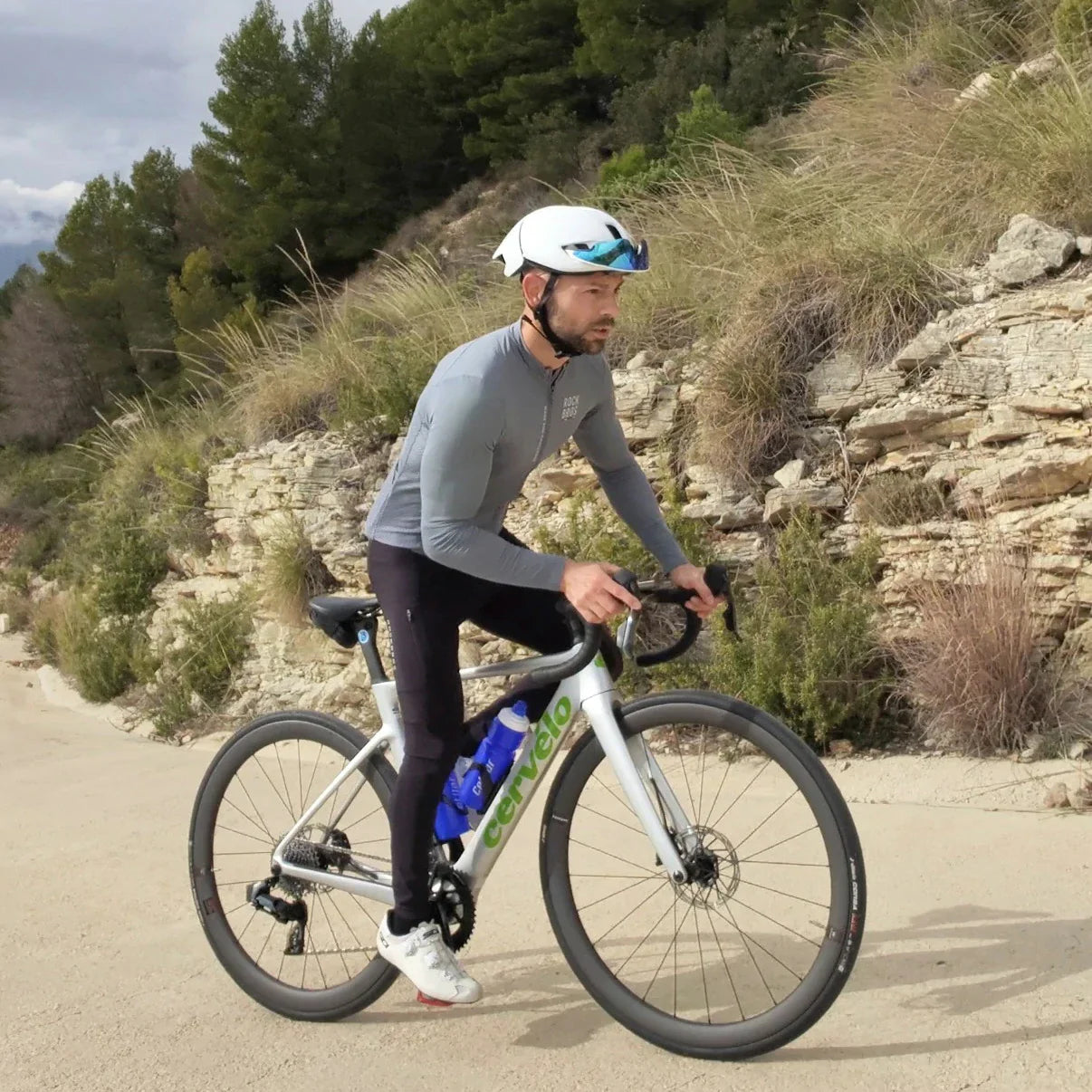 ROAD TO SKY Langarm-Radtrikot Herren Jersey Gelb/Blau