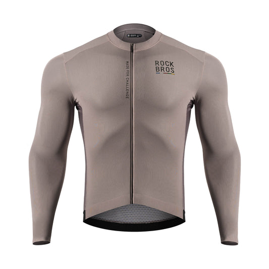 ROAD TO SKY Langarm-Radtrikot Herren Jersey Erdgrau/Braun