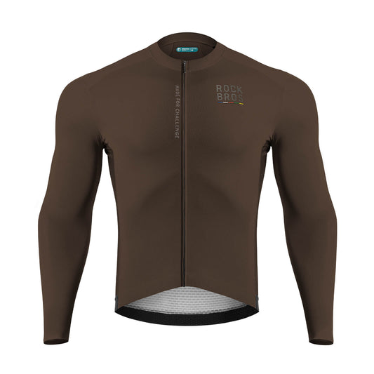 ROAD TO SKY Langarm-Radtrikot Herren Jersey Erdgrau/Braun