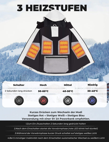 ROCKBROS Beheizbare Fahrradjacke mit Typ-C-Anschluss