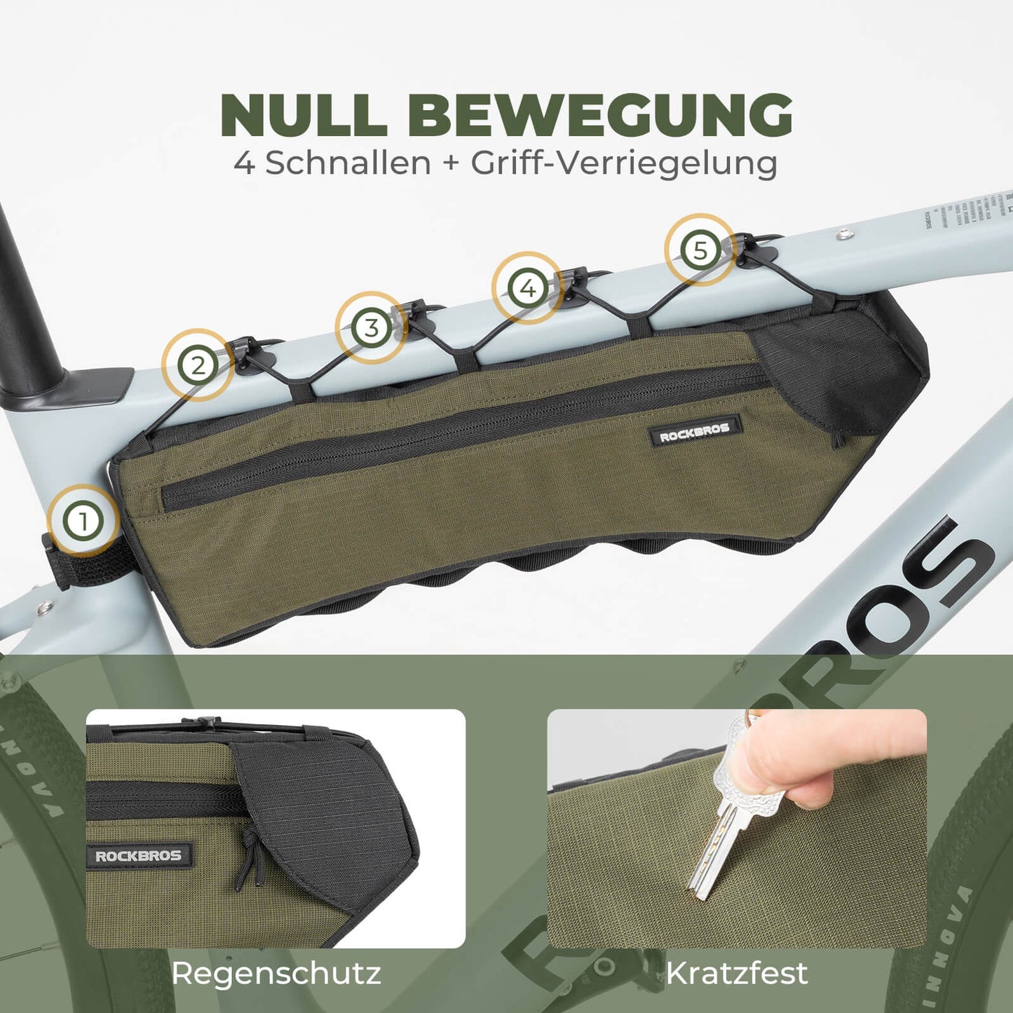 ROCKBROS Fahrrad Rahmentasche Dreiecktasche 1.9L Ultradünn & Schnellzugriff