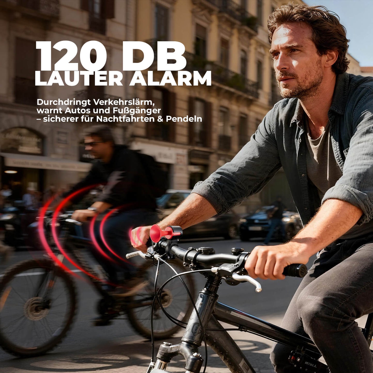 ROCKBROS Fahrradklingel Elektrisch 120dB Ton IPX5 Wasserschutz Smartphone Tracking