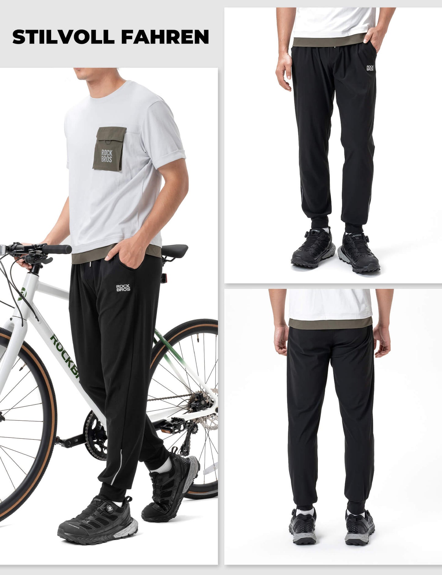 ROCKBROS Herren Fahrradhose Elastische Passform Sicherheitsstreifen