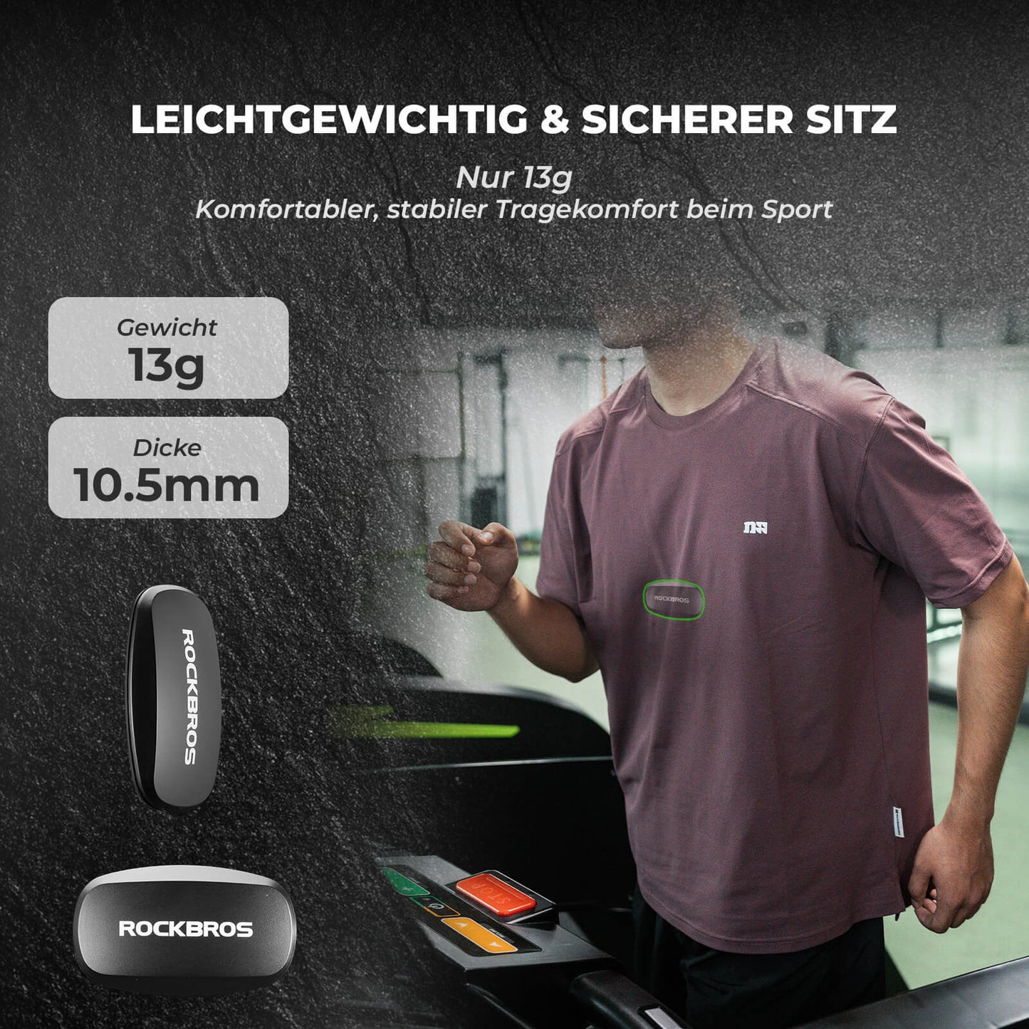 ROCKBROS IP67 Wasserdichte Brustgurt Herzfrequenzmesser - Bluetooth/Ant+