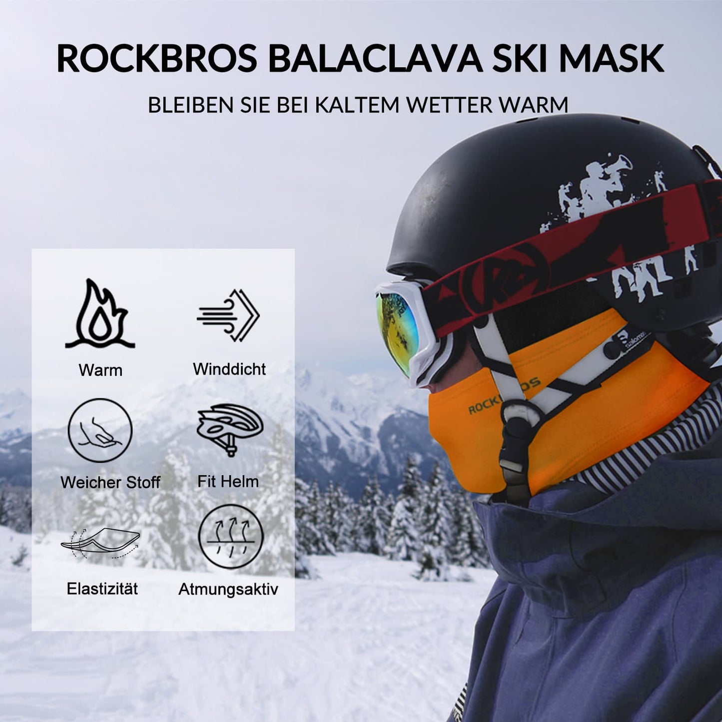 ROCKBROS Sturmhaube 2er Set Herbst Winter Balaclava für Outdoorsports Unisex