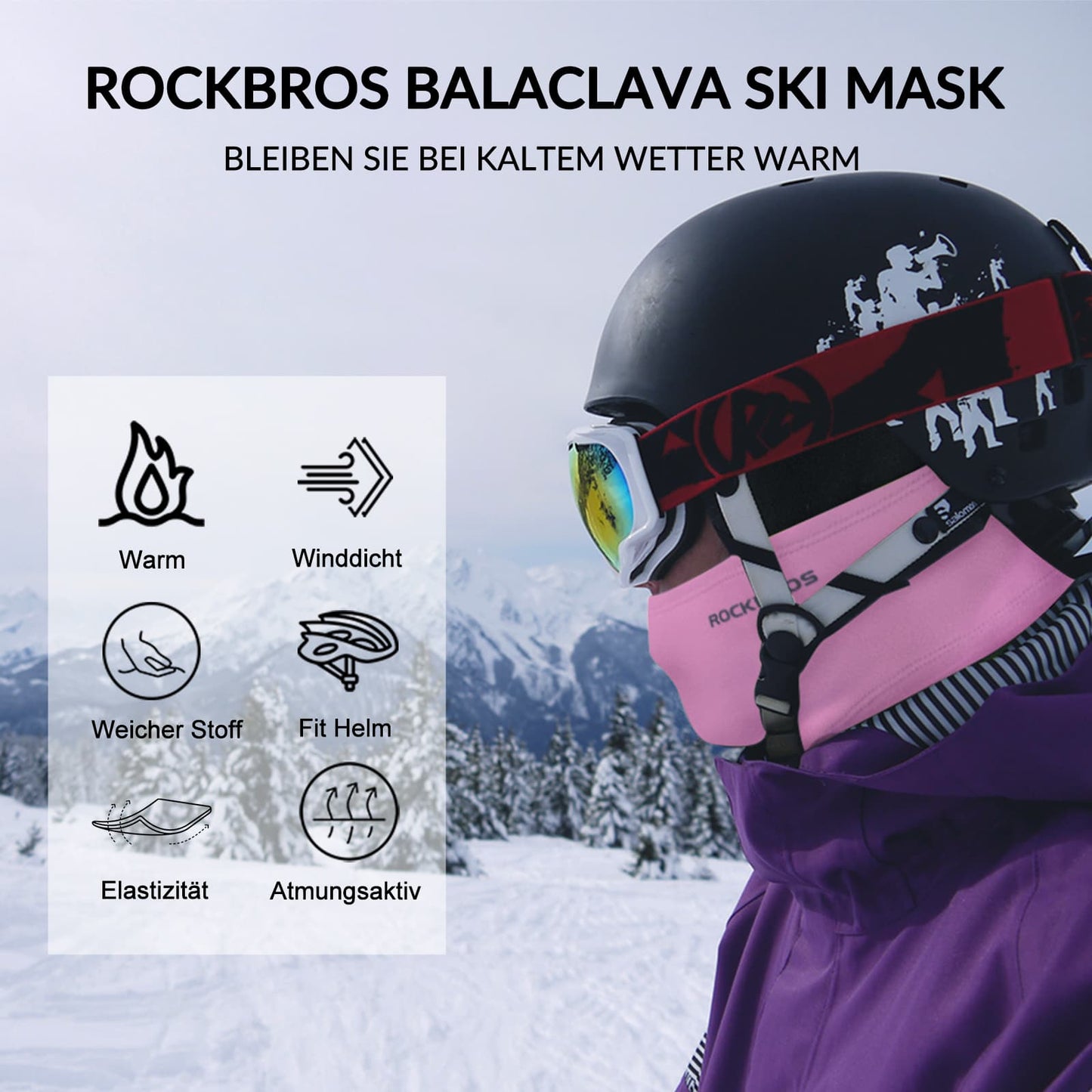 ROCKBROS Sturmhaube 2er Set Herbst Winter Balaclava für Outdoorsports Unisex