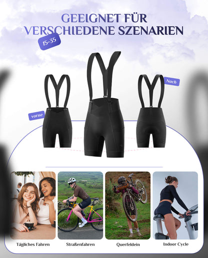 ROCKBROS TVI Fahrradhose Damen mit abnehmbaren Kurz Radsport Trägerhose