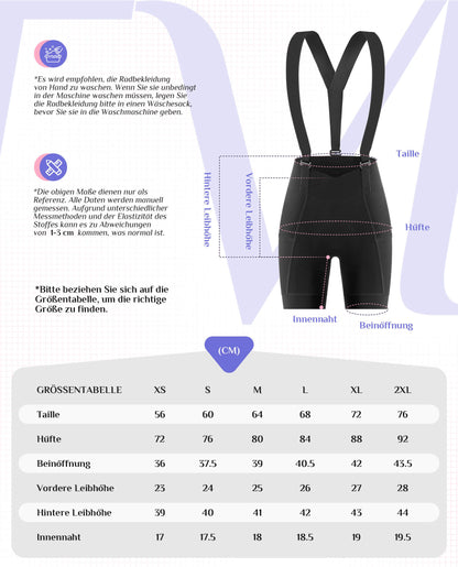 ROCKBROS TVI Fahrradhose Damen mit abnehmbaren Kurz Radsport Trägerhose
