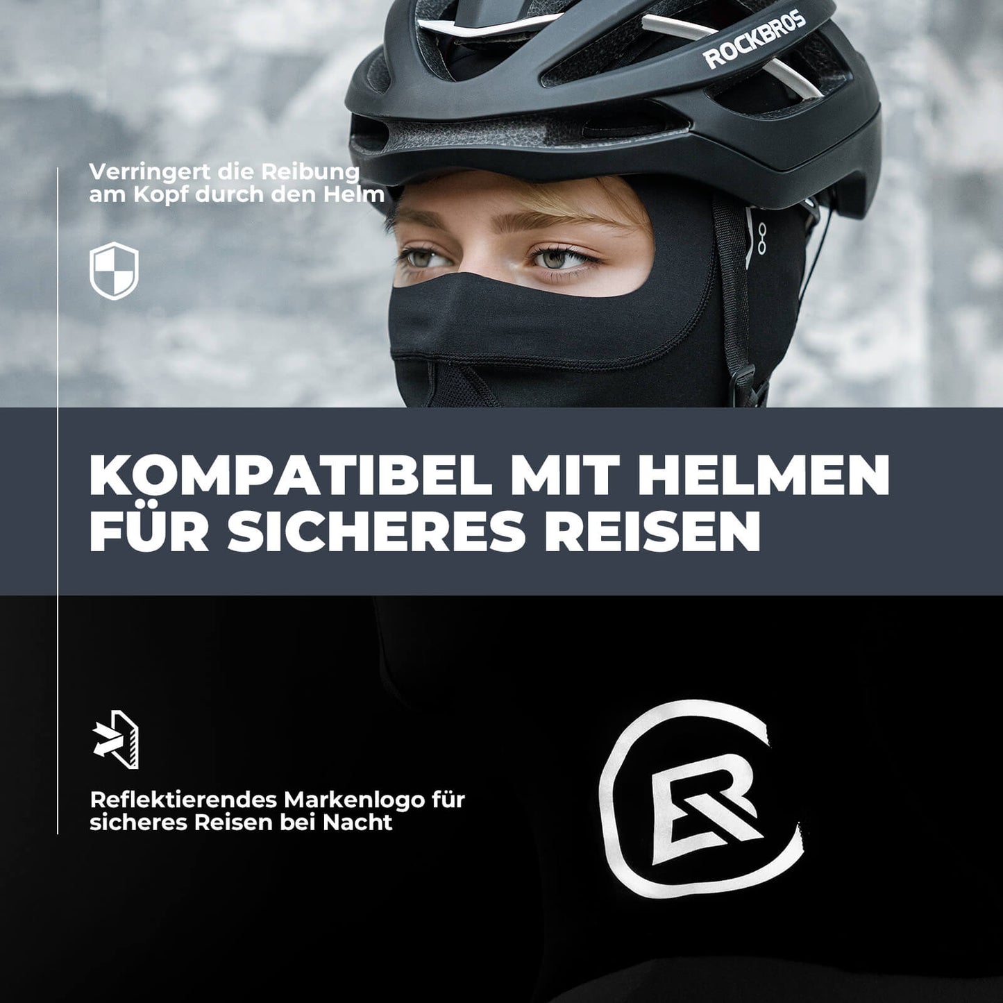 ROCKBROS Sturmhaube Winddichte atmungsaktive Fleece-Balaclava für Outdoor-Sport Unisex