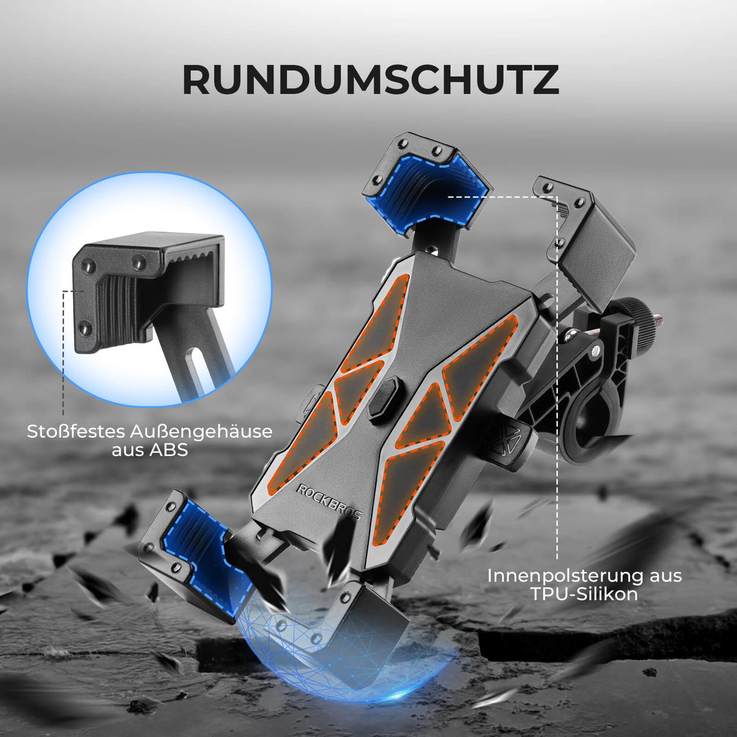 Fahrrad Handyhalterung 360° Drehbar für Handy 4.5~7.2"