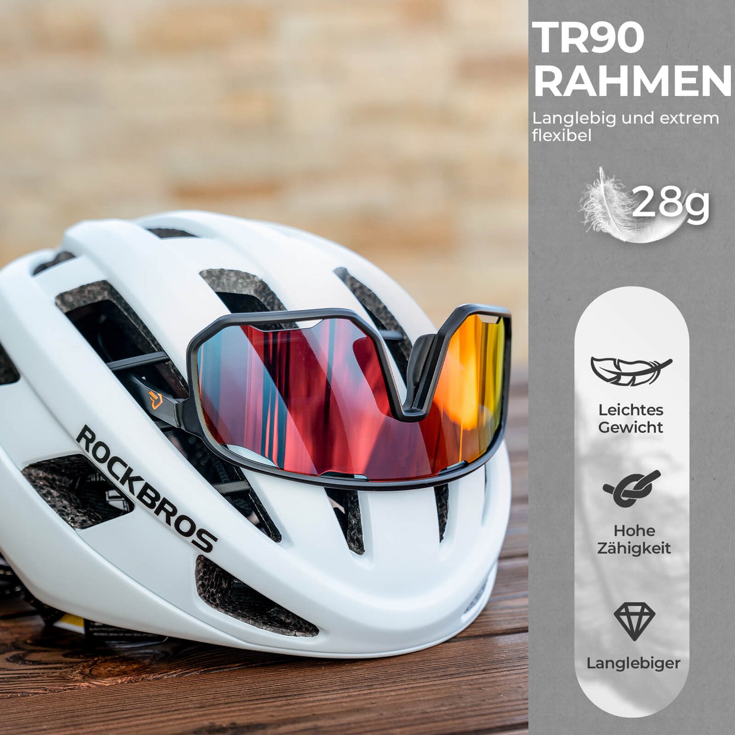 ROCKBROS Fahrradbrille Polarisierte Sonnenbrille UV-Schutz Wechsel-Nasenpads Damen/Herren