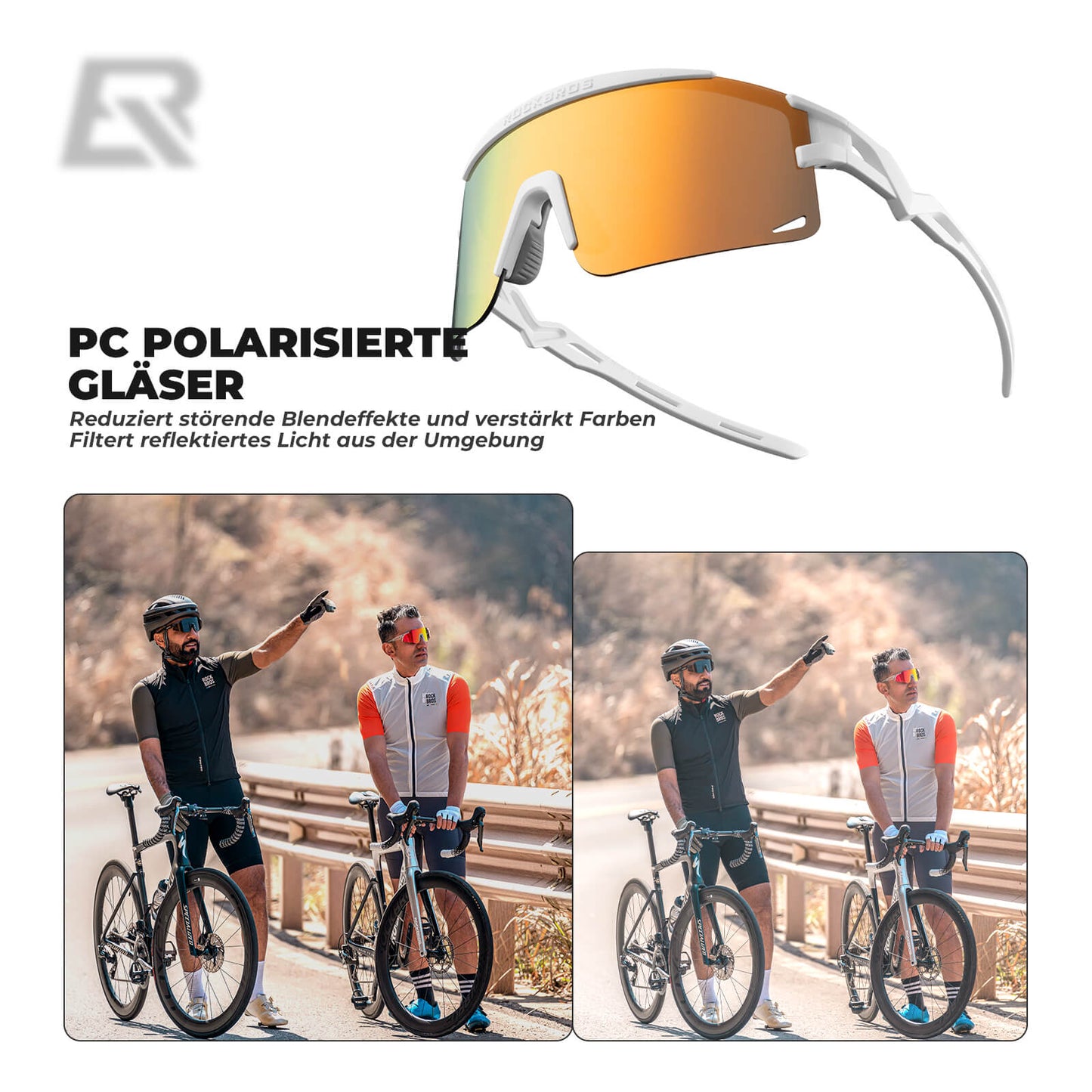 ROCKBROS Fahrradbrille Selbsttönend/Polarisiert Winddicht UV-Schutz