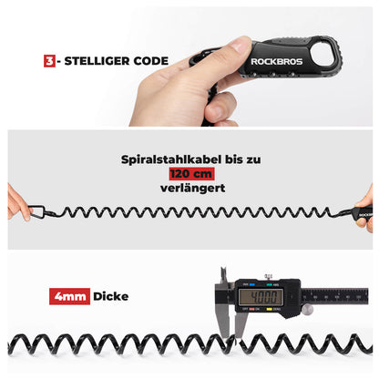 Kabelschloss Zahlenschloss Helmschloss 120cm Leicht