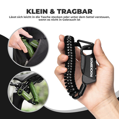 Kabelschloss Zahlenschloss Helmschloss 120cm Leicht