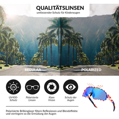 ROCKBROS Kinder Fahrradbrille UV400-Schutz Polarisierte Sonnenbrille