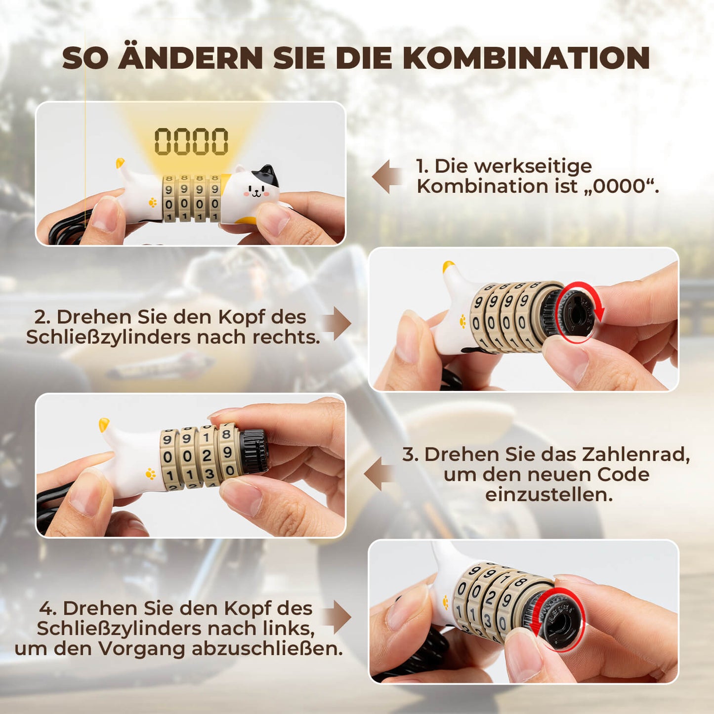 ROCKBROS Multifunktional Fahrradschloss Kinder Zahlenschloss Helmschloss