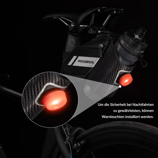 ROCKBROS Satteltasche Fahrradsitz Tasche mit Flaschenhalter Schwarz 1L