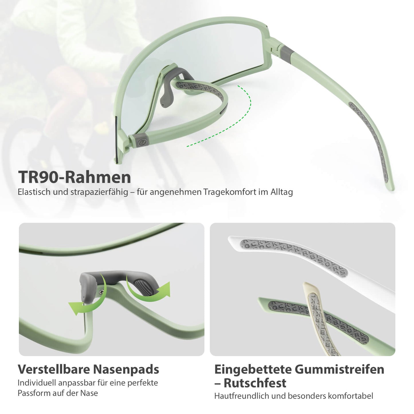 Selbsttönende Sonnenbrille Ultraleicht UV400 Schutz Grün