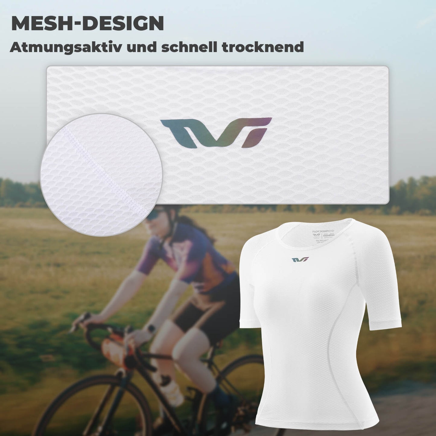 ROCKBROS TVI Damen Kurzarm-Radtrikot Funktionsshirt Atmungsaktives Trikots Sommer