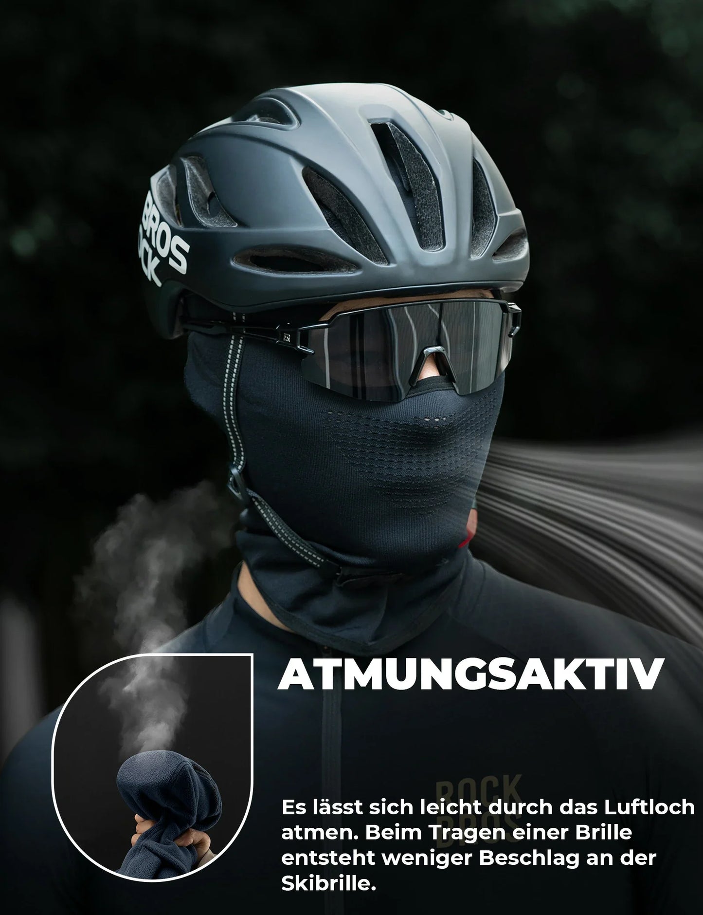 Sturmhaube Balaclava, Atmungsaktive Skimaske Schwarz-Grau