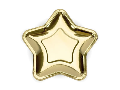 Pappteller, Teller Stern, gold, 23cm (1 VPE / 6 Stk.)