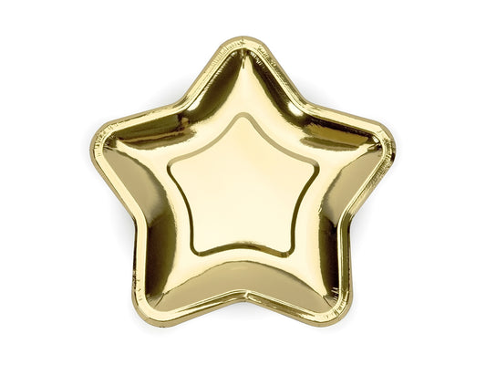 Pappteller, Teller Stern, gold, 23cm (1 VPE / 6 Stk.)
