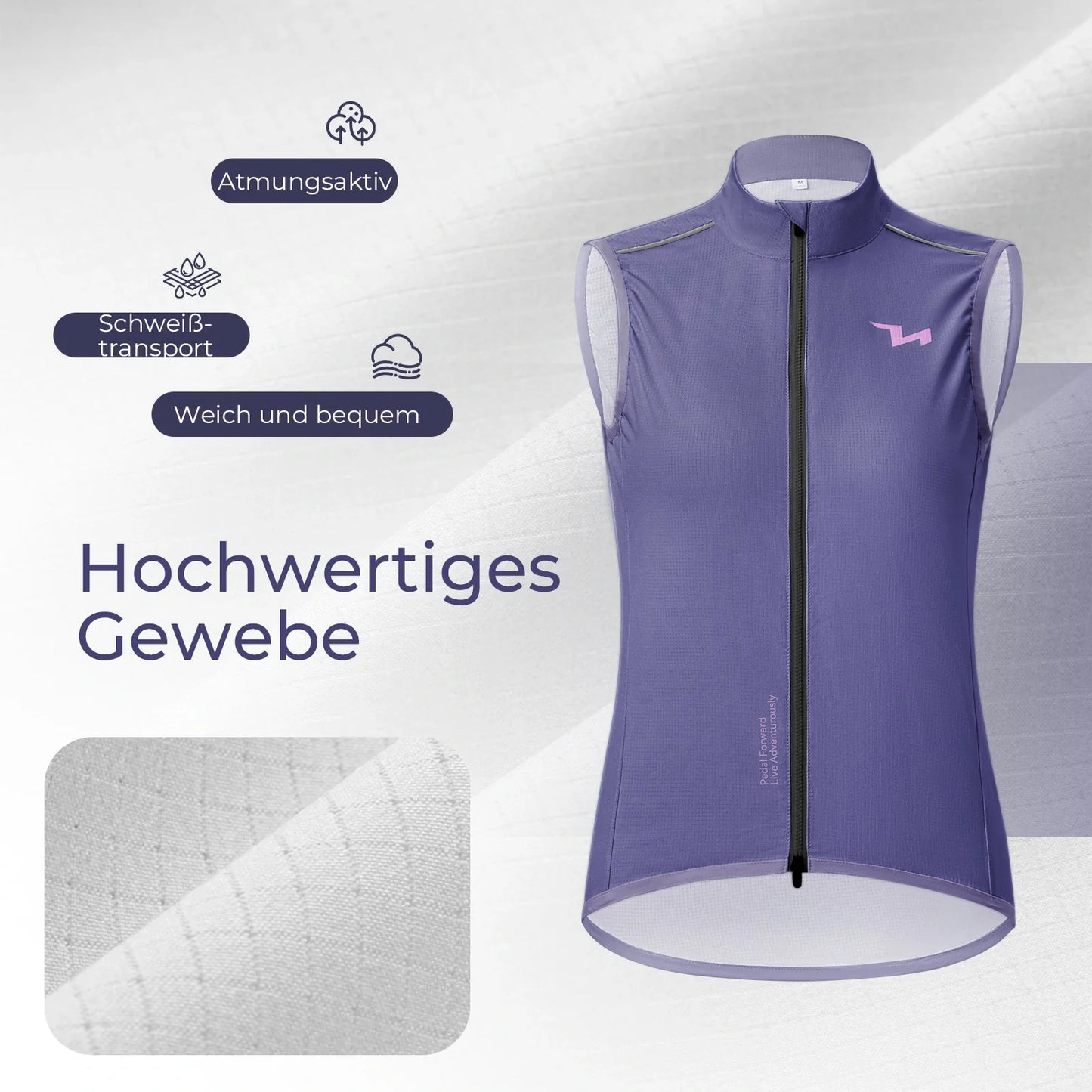 TVI Damen Winddichte Weste Fahrradweste Leichtweight Atmungsaktiv