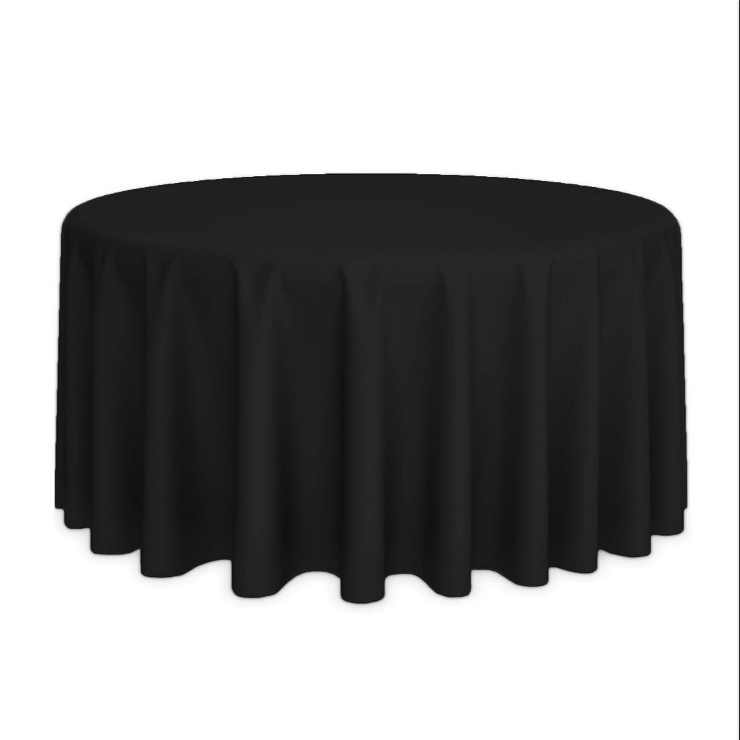Tischdecken | Rund in Schwarz, ideal für Hotels und Veranstaltungen, aus pflegeleichtem Polyester.