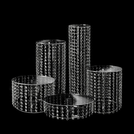 Tortenständer Set Glas Podest 5 Etagen Eckig oder Rund Kristall Hochzeit Deko