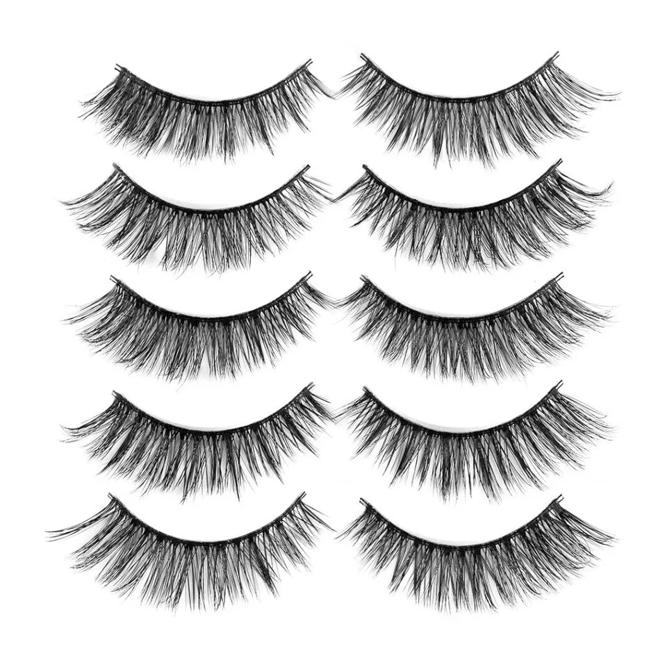 5 Paar 3D Künstliche Falsche Wimpern Faux Lashes Wimpernkranz Eyelashes