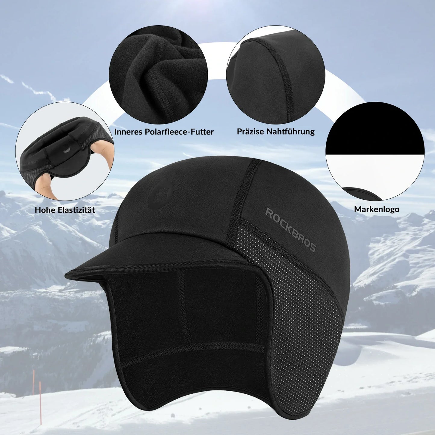 Winter Fahrrad Mütze Helmmütze Warm und Dehnbar Fahrradkappe