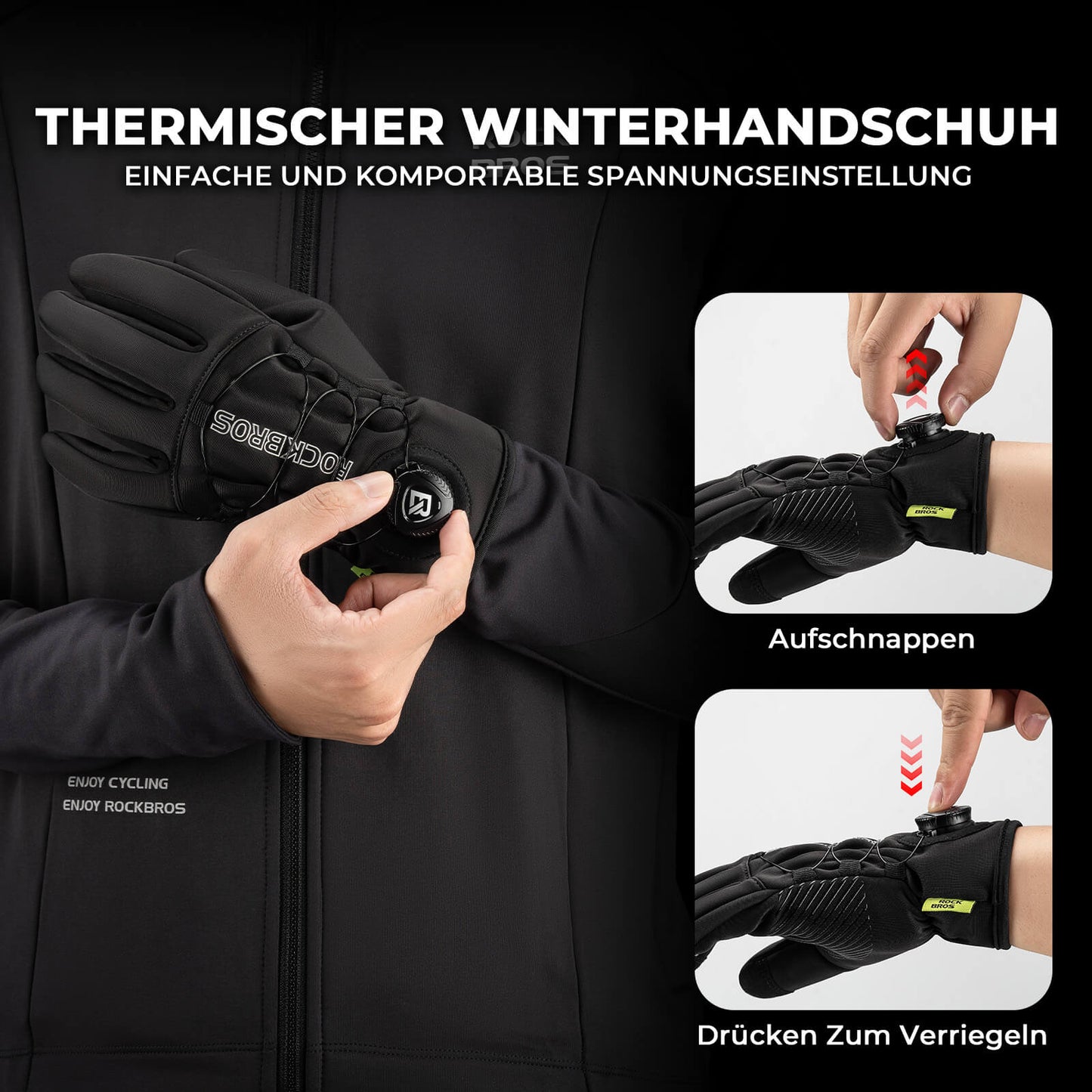 Winter Fahrradhandschuhe Touchscreen - Thermogefüttert & Reflex