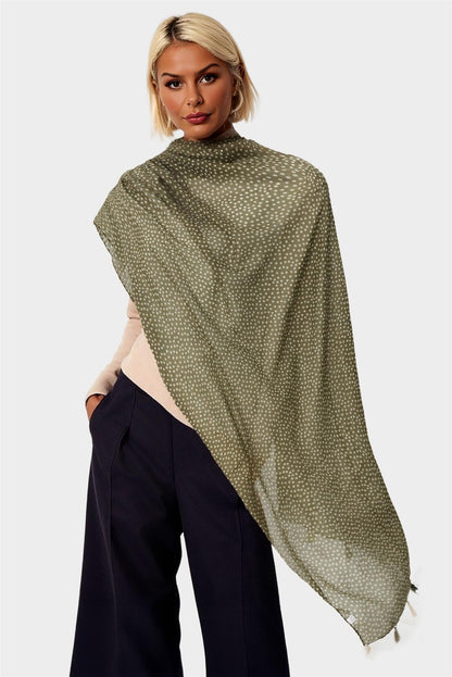 Little Floral Print Tassel Scarf In Brown