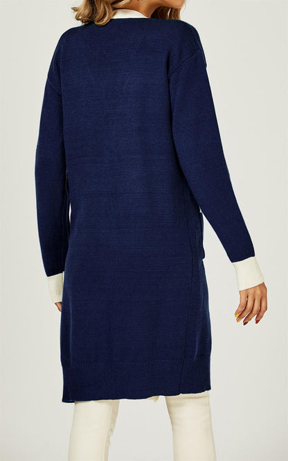 Cream Stripe Cardigan In Navy