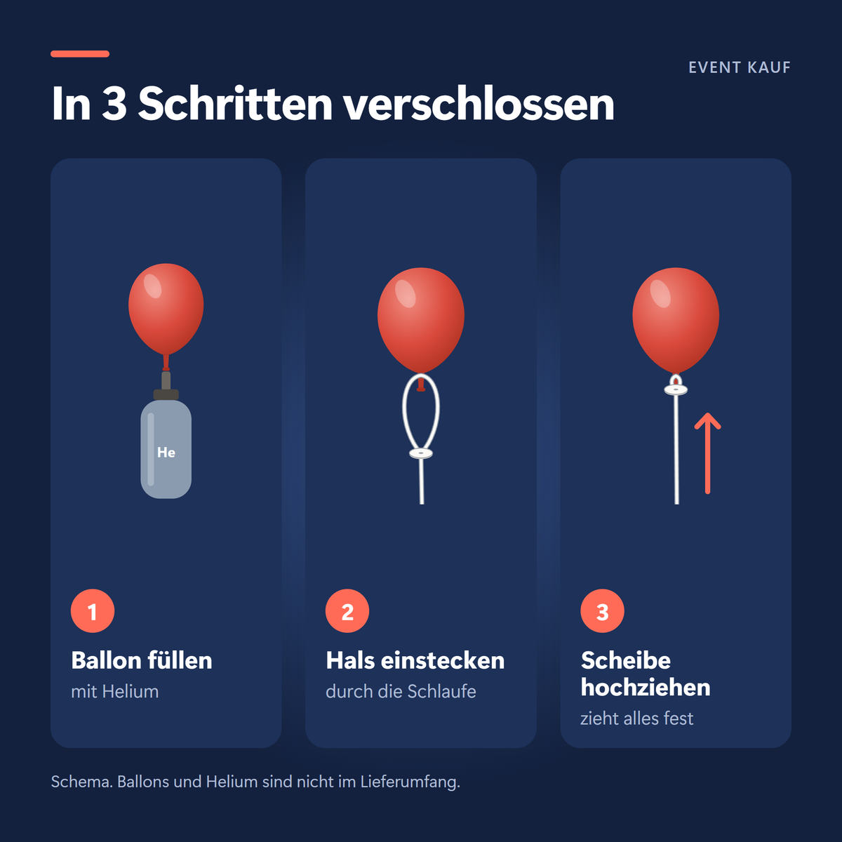 Anleitung: Heliumballon in 3 Schritten mit Schlaufe und Papierscheibe verschließen