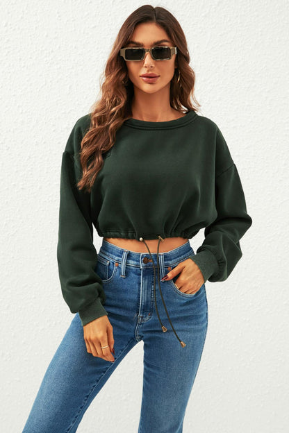 Perfectly Oversized Cropped Sweatshirt In Dark Green