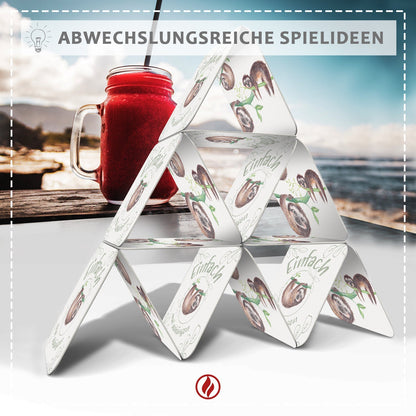 50 Bierdeckel Faultier 'Einfach mal abhängen', Naturmotiv Grün Beige