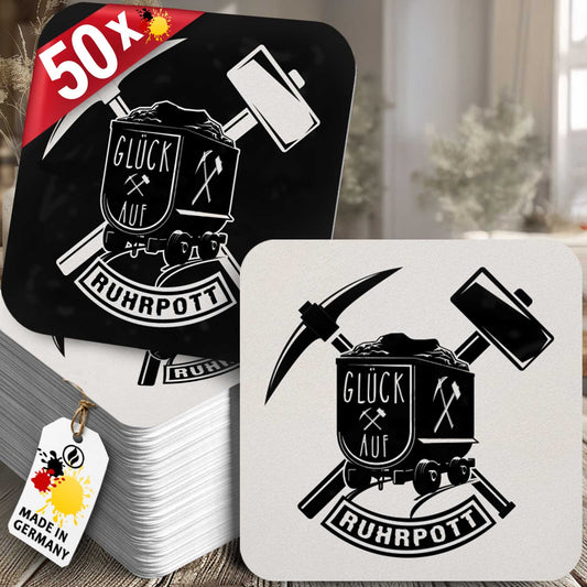 Bierdeckel Ruhrpott "Glück Auf" - 50x Ruhrgebiet Untersetzer