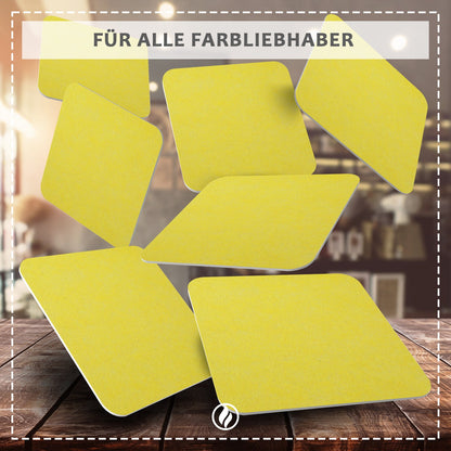 50 Bierdeckel gelb quadratisch einfarbig, Sommerfest Deko Gelb