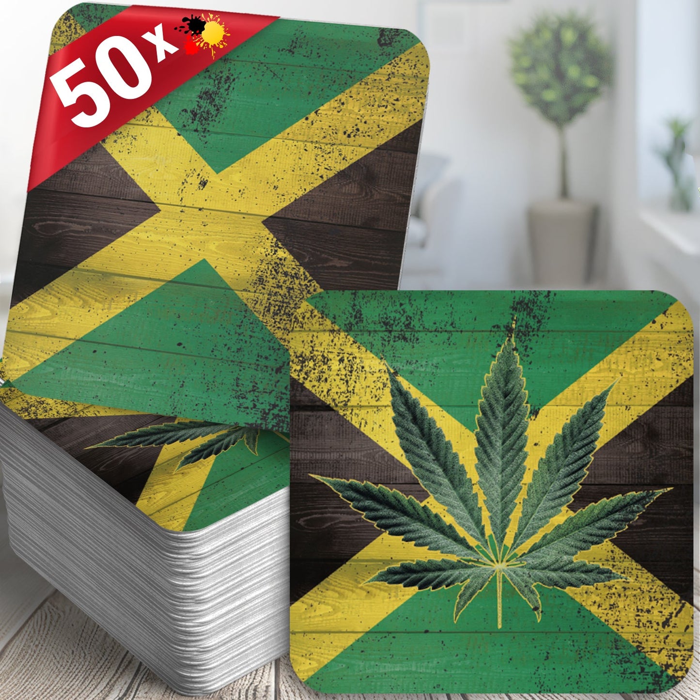 50x Bierdeckel mit Jamaica Flagge