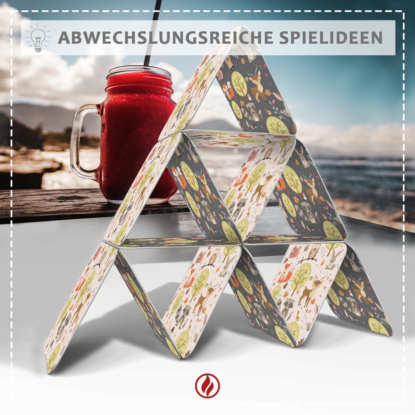 Untersetzer Motiv Waldtiere - niedliche Tiere aus dem Wald auf einem Bierdeckel - 50 Stück