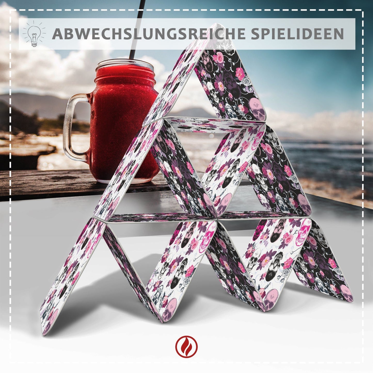 Bierdeckel mit Design Totenkopf - Untersetzer mit Totenköpfen im Rockabilly Stil - 50 Stück