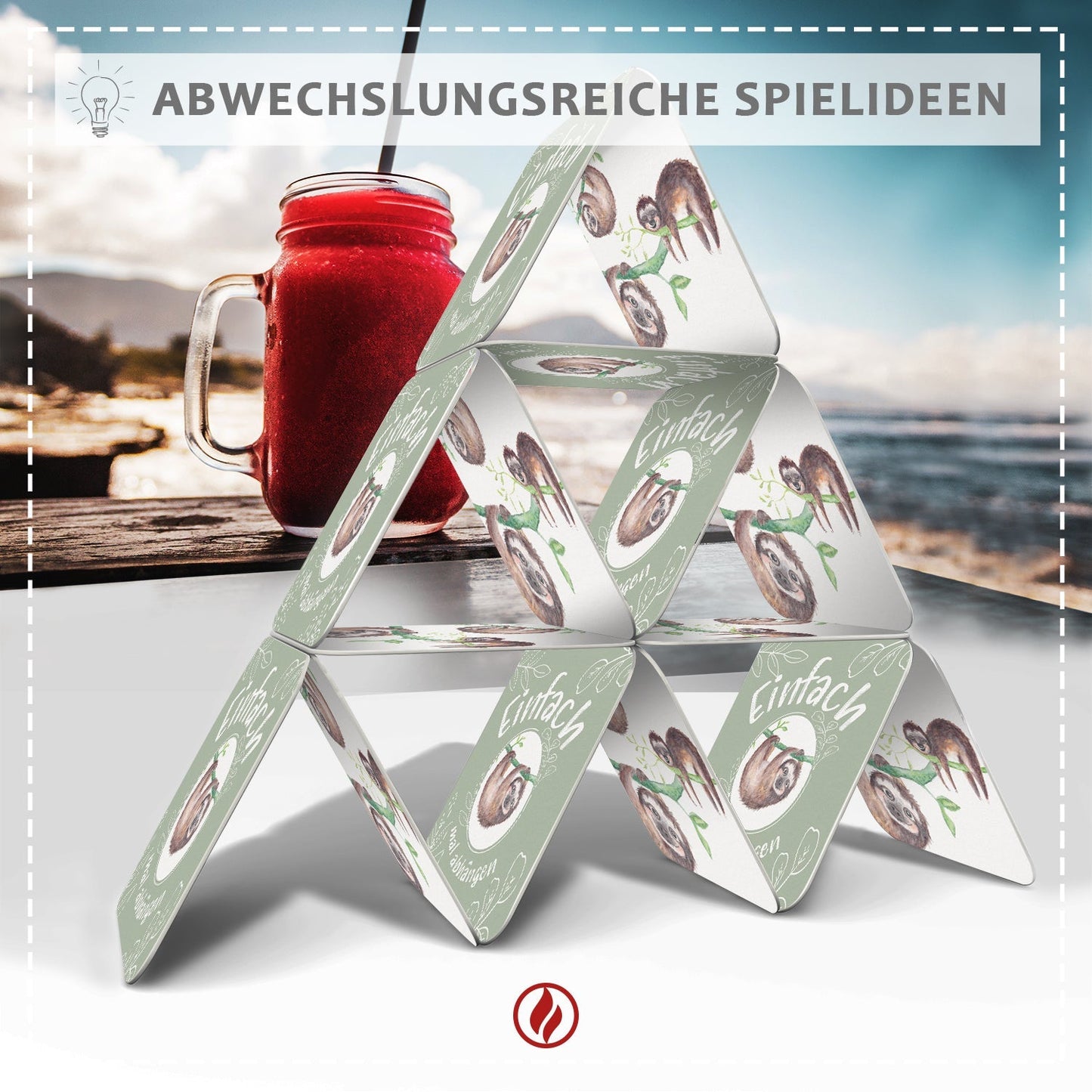 50x Bierdeckel Motiv Faultier und Spruch "Einfach mal abhängen" - Untersetzer mit Faultier